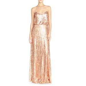 Donna Morgan 'Courtney' Rose Gold Sequin Gown